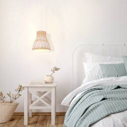 Living and Home Handmade Rattan Pendant Light Natural Woven Ceiling Lamp in White - thumbnail 5