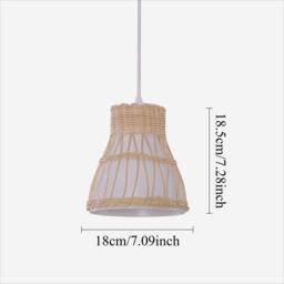 Living and Home Handmade Rattan Pendant Light Natural Woven Ceiling Lamp in White - thumbnail 9