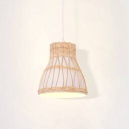 Living and Home Handmade Rattan Pendant Light Natural Woven Ceiling Lamp in White - thumbnail 7