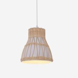 Living and Home Handmade Rattan Pendant Light Natural Woven Ceiling Lamp in White - thumbnail 8