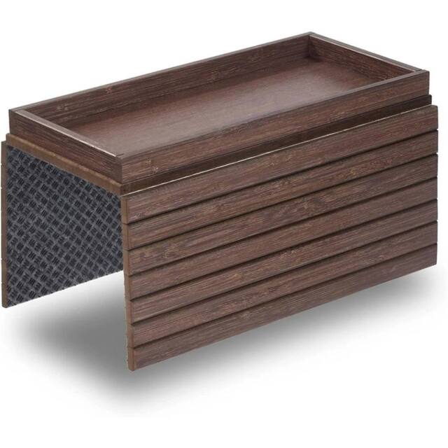 Nordara Bamboo Sofa Arm Tray Foldable Couch Table for Remote Drinks Snacks in Dark Brown - Size: 100 cm x 100 cm - image 1