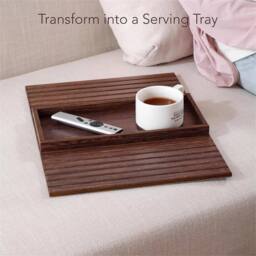 Nordara Bamboo Sofa Arm Tray Foldable Couch Table for Remote Drinks Snacks in Dark Brown - Size: 100 cm x 100 cm - thumbnail 2