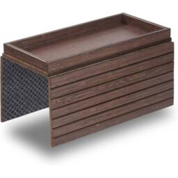 Nordara Bamboo Sofa Arm Tray Foldable Couch Table for Remote Drinks Snacks in Dark Brown - Size: 100 cm x 100 cm