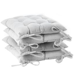 Harbour Housewares Square Garden Chair Seat Cushions Pack of 4 in Grey - thumbnail 1