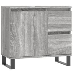 Berkfield Home Modern 3 Piece Bathroom Furniture Set Grey Sonoma Engineered Wood - thumbnail 9