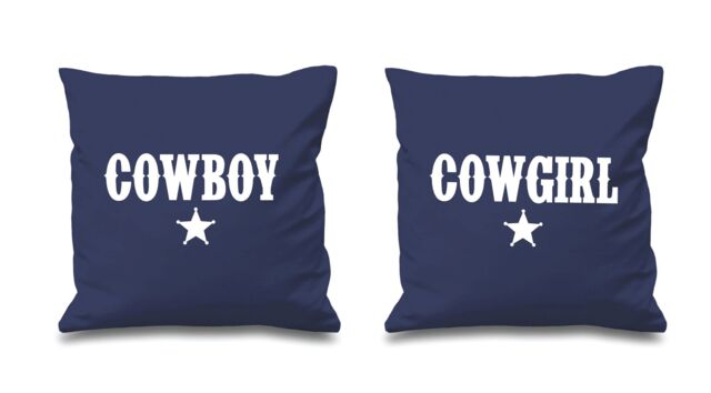 60 SECOND MAKEOVER Cowboy Cowgirl Navy Cushion Covers - Size: 40 cm x 40 cm