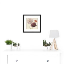 Artery8 Willem Hekking Dahlias Flowers Pink & Purple 8X8 Inch Square Wooden Framed Wall Art Print Picture with Mount in Black - thumbnail 2