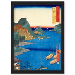 Artery8 Aburatsu Port, Obi Oshima Hyuga Province Utagawa Hiroshige Japan Woodblock Artwork Framed Wall Art Print A4 in Black - thumbnail 1