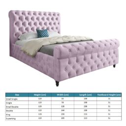 KDMD Savana Sleigh Upholstered Soft Velvet Pink Bed Frame - Size: Single - thumbnail 4