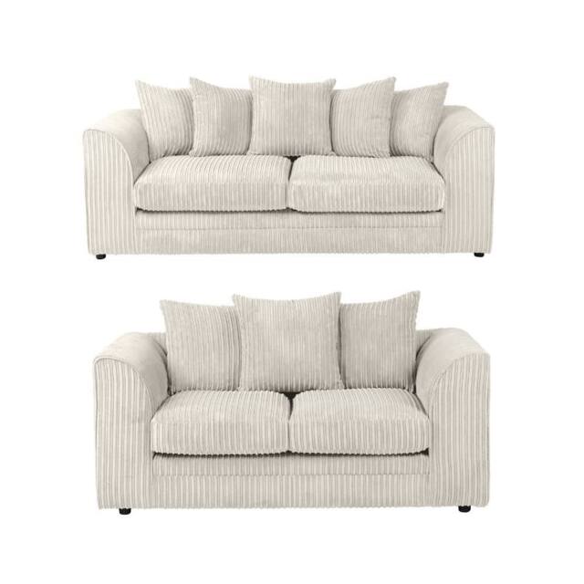 LUXURY LIFE Declan Jumbo Cord Fabric Sofa Set in Ivory - image 1