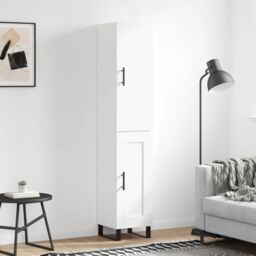 Berkfield Home Highboard White 34.5x34x180 cm Engineered Wood - thumbnail 1