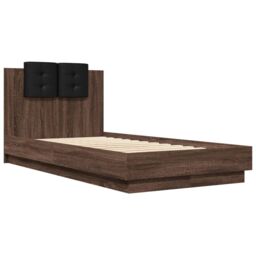 Berkfield Home Bed Frame with LED without Mattress Brown Oak 75x190 cm Small Single - thumbnail 3
