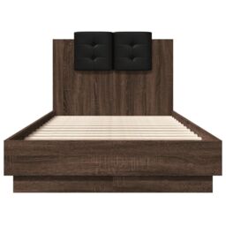 Berkfield Home Bed Frame with LED without Mattress Brown Oak 75x190 cm Small Single - thumbnail 6
