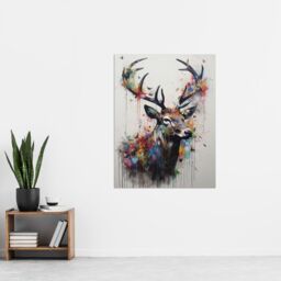 "Artery8 Modern Monarch Of The Glen Stag Painting With Butterflies Extra Large XL Wall Art Poster Print - Size: W24"" x H32""" - thumbnail 4