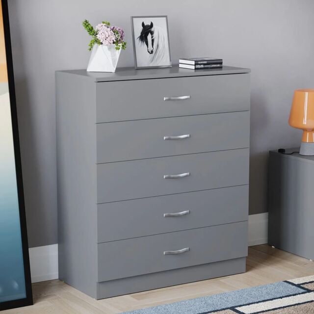 Interior Emporium Ltd Chester 5-Drawer Chest - Classic Bedroom Storage Unit - Pre-Assembled (Grey) in Grey - image 1