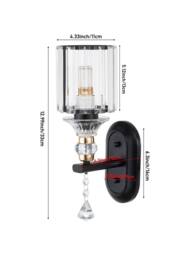 Living and Home E27 Crystal Wall Light Fixture Decor in Black - thumbnail 3