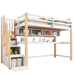 BTM 90x190cm House Bunk Bed with Desk, White - Size: Single - thumbnail 6