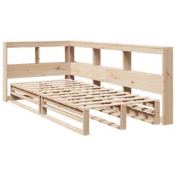 Berkfield Home Decorative Bookcase Bed without Mattress 90x190cm Solid Wood Pine in Natural - Size: 90x190 cm - thumbnail 1