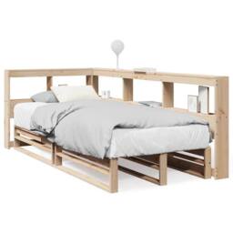 Berkfield Home Decorative Bookcase Bed without Mattress 90x190cm Solid Wood Pine in Natural - Size: 90x190 cm - thumbnail 3