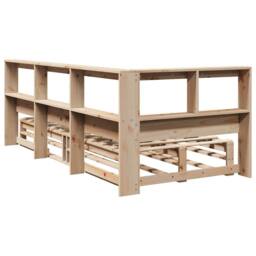 Berkfield Home Decorative Bookcase Bed without Mattress 90x190cm Solid Wood Pine in Natural - Size: 90x190 cm - thumbnail 7