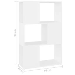 Berkfield Home Classic Book Cabinet Room Divider White 60x24x94 cm Engineered Wood - Size: 60 x 24 x 94 cm - thumbnail 7