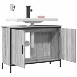 Berkfield Home Bathroom Sink Cabinet Grey Sonoma 80x30x60 cm Engineered Wood - Size: 80 x 30 x 60 cm - thumbnail 4