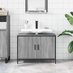 Berkfield Home Bathroom Sink Cabinet Grey Sonoma 80x30x60 cm Engineered Wood - Size: 80 x 30 x 60 cm - thumbnail 3