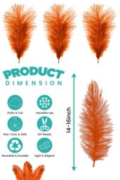 Neel Blue 5pcs Ostrich Feathers, Natural Plume, 35cm - 40cm in Orange - thumbnail 2
