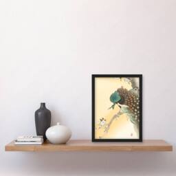 Artery8 Ohara Koson Framed Wall Art Print Peacock On A Cherry Blossom Tree in Orange - Size: A4 - thumbnail 2