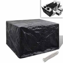 Berkfield Home Garden Furniture Cover 4 Person Poly Rattan Set 8 Eyelets 113 x 113cm in Black - Size: 113 x 113 cm - thumbnail 2