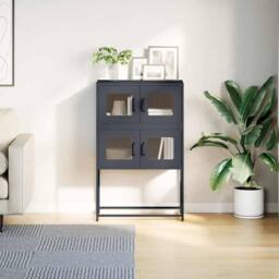 Berkfield Home Highboard Anthracite 68x39x107 cm Steel in Dark Grey - Size: 68 x 39 x 107 cm - thumbnail 4