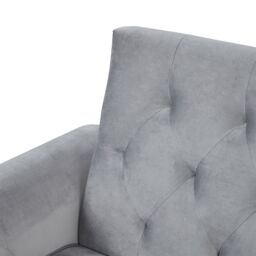 FURNITURE ONE 3 Seater Sofa Bed, 225CM Velvet Sofa Bed Click Clack Sofa Bed with Solid Wool Legs in Pale Grey - Size: 1 Pack - thumbnail 3