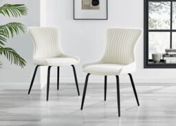 FurnitureboxUK Carson White Marble Effect Dining Table & 4 Nora Black Leg Chairs in Cream - thumbnail 9
