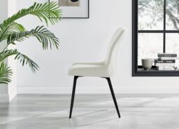 FurnitureboxUK Carson White Marble Effect Dining Table & 4 Nora Black Leg Chairs in Cream - thumbnail 6