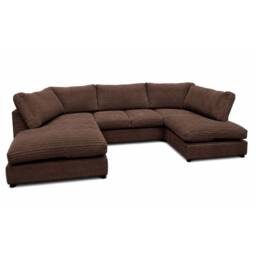 SNUG FURNITURE BIRMINGHAM LTD Preston U Shaped Jumbo Cord Full Back Corner Sofa in Chocolate - Size: 6 Person - thumbnail 2