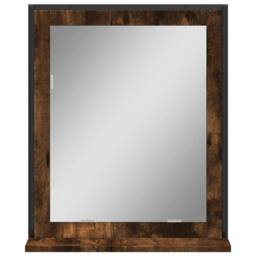 Berkfield Home Sturdy Bathroom Mirror with Shelf Smoked Oak 50x12x60 cm Engineer in Brown - Size: 50 x 12 x 60 cm - thumbnail 4