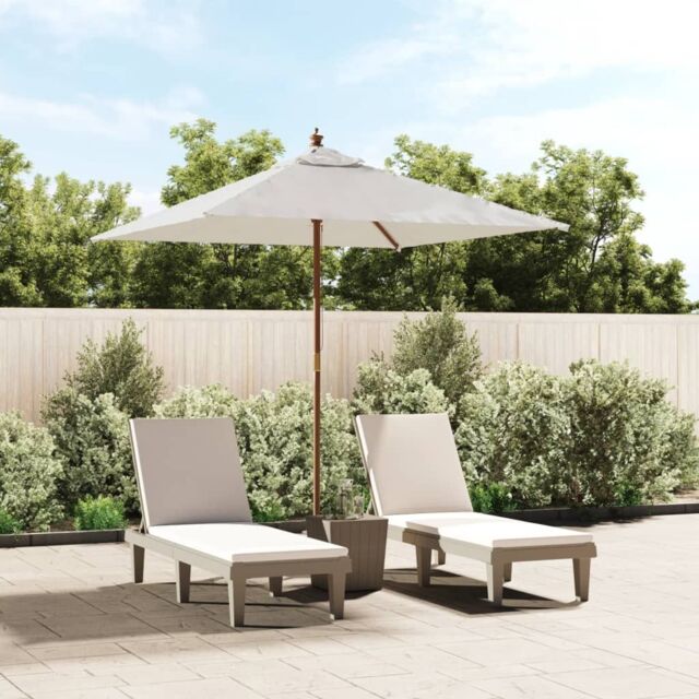 Berkfield Home Garden Parasol with Wooden Pole Sand 198x198x231 cm in White - Size: 198 x 198 x 231 cm - image 1