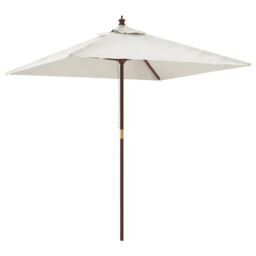 Berkfield Home Garden Parasol with Wooden Pole Sand 198x198x231 cm in White - Size: 198 x 198 x 231 cm - thumbnail 2