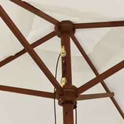 Berkfield Home Garden Parasol with Wooden Pole Sand 198x198x231 cm in White - Size: 198 x 198 x 231 cm - thumbnail 5