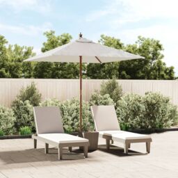 Berkfield Home Garden Parasol with Wooden Pole Sand 198x198x231 cm in White - Size: 198 x 198 x 231 cm
