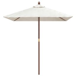 Berkfield Home Garden Parasol with Wooden Pole Sand 198x198x231 cm in White - Size: 198 x 198 x 231 cm - thumbnail 3