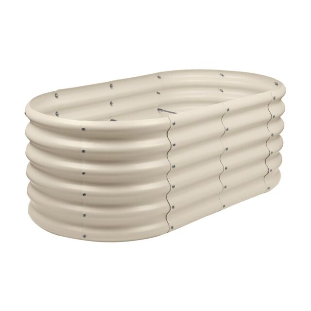 Harbour Housewares Raised Garden Bed - Rounded Bottomless Galvanised Steel Planter 120 x 60 x 45cm in Ivory - Size: 120 x 60 x 45 cm - image 1