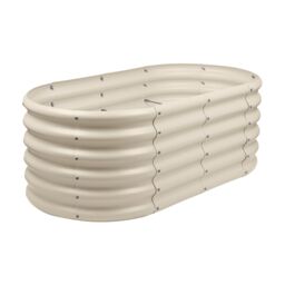 Harbour Housewares Raised Garden Bed - Rounded Bottomless Galvanised Steel Planter 120 x 60 x 45cm in Ivory - Size: 120 x 60 x 45 cm