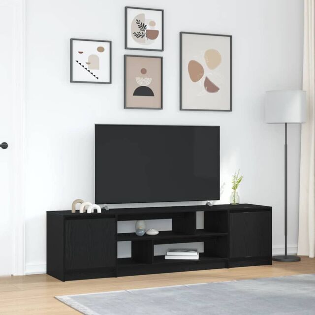 Berkfield Home TV Cabinet Black Oak 188.5x41x50 cm Engineered Wood - image 1