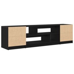 Berkfield Home TV Cabinet Black Oak 188.5x41x50 cm Engineered Wood - thumbnail 8
