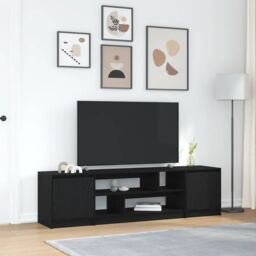 Berkfield Home TV Cabinet Black Oak 188.5x41x50 cm Engineered Wood - thumbnail 1