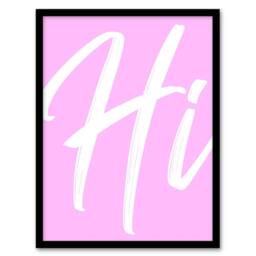 Artery8 Large Hi Word Pink White Brush Stroke Design Framed Wall Art Print - Size: A4 - thumbnail 1