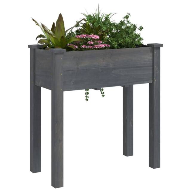 Berkfield Home Planter with Liner Grey 71x37x76 cm Solid Wood Fir - Size: 71 x 37 x 76 cm - image 1