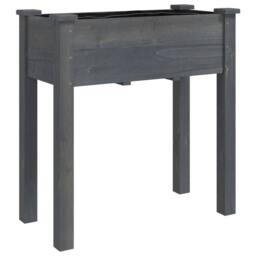 Berkfield Home Planter with Liner Grey 71x37x76 cm Solid Wood Fir - Size: 71 x 37 x 76 cm - thumbnail 3