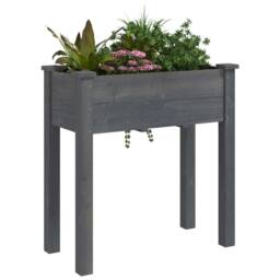 Berkfield Home Planter with Liner Grey 71x37x76 cm Solid Wood Fir - Size: 71 x 37 x 76 cm - thumbnail 1
